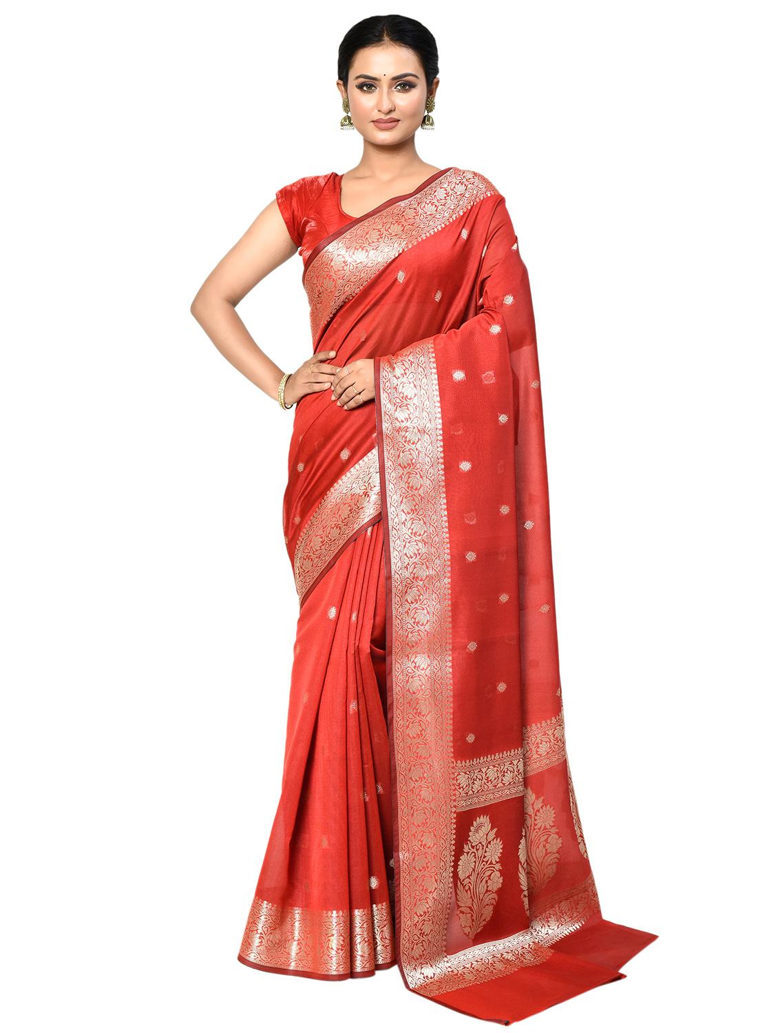 red banarasi saree with blouse - 21167831 -  Zoom Image - 0