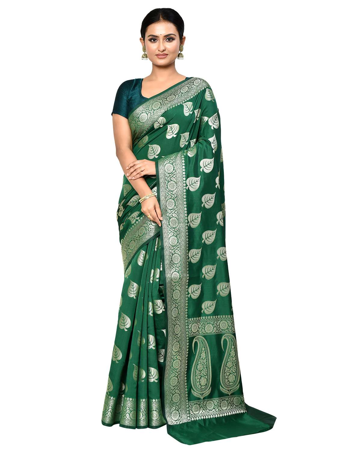 green banarasi saree with blouse