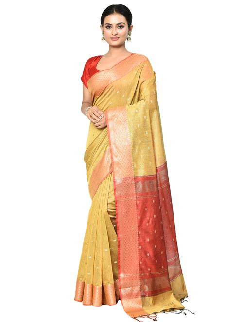 beige banarasi saree with blouse - 21167840 -  Standard Image - 0