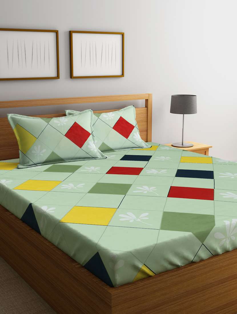 printed king size double bedsheet with 2 pillow cover