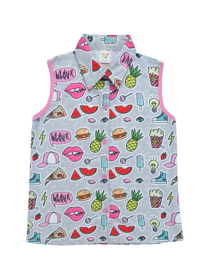 girls quirky printed collared shorts set - 21167897 - Standard Image - 2