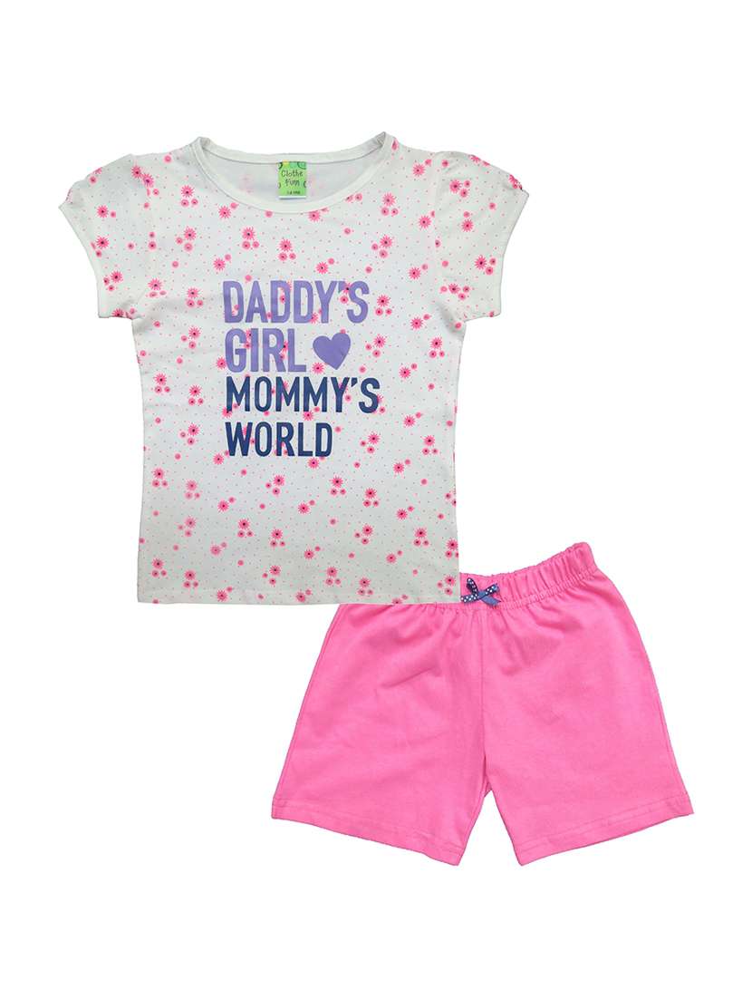 girls floral printed casual shorts set