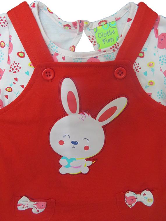 girls round neck printed dungaree - 21168066 - Standard Image - 2