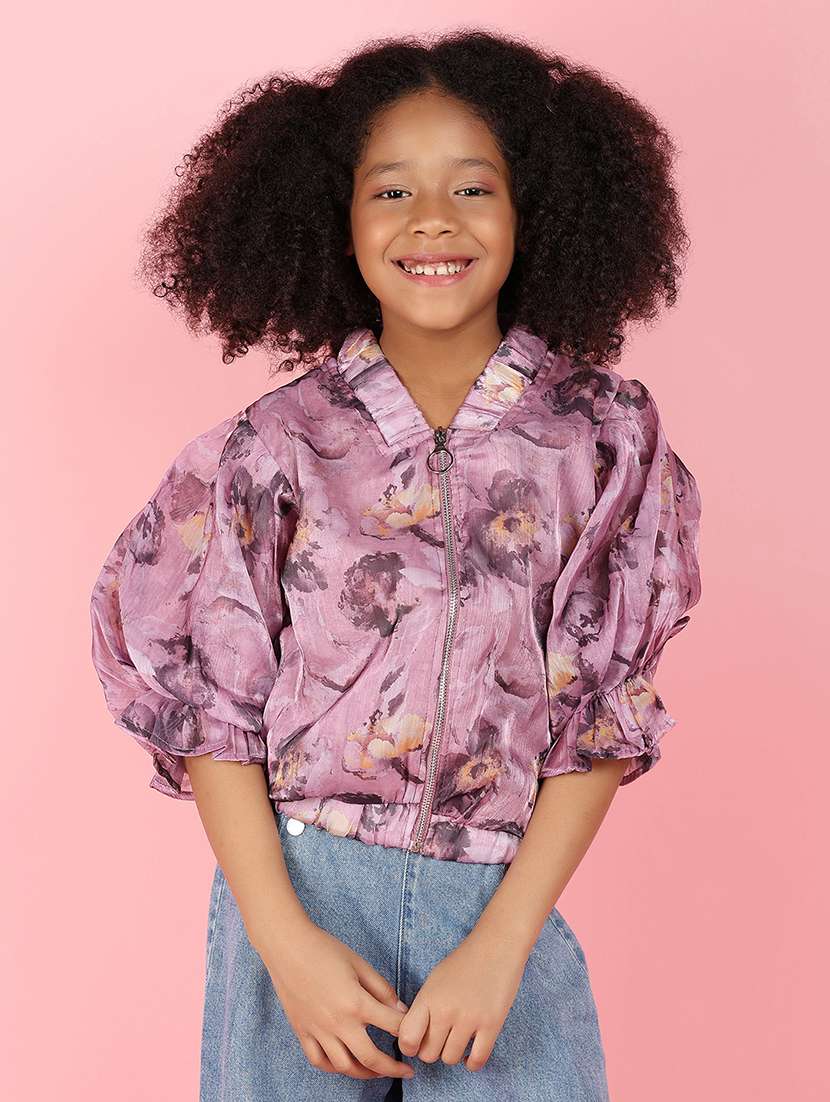 purple printed cotton top