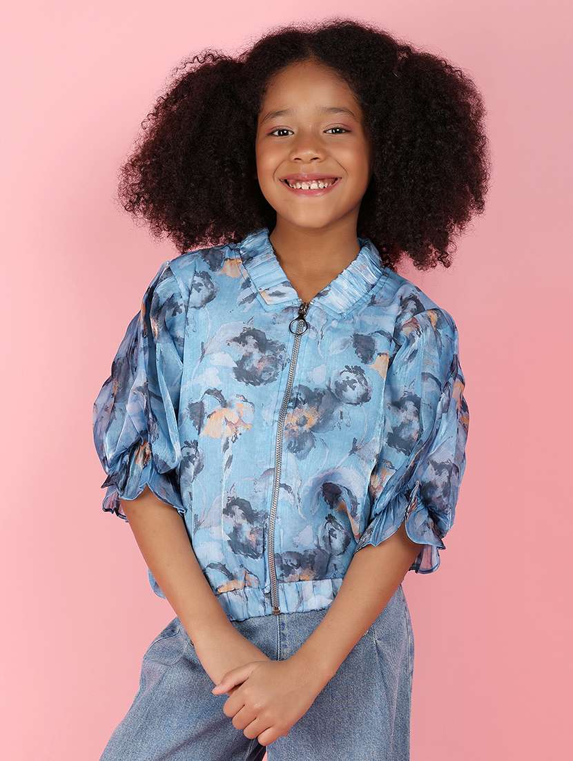 blue printed cotton top