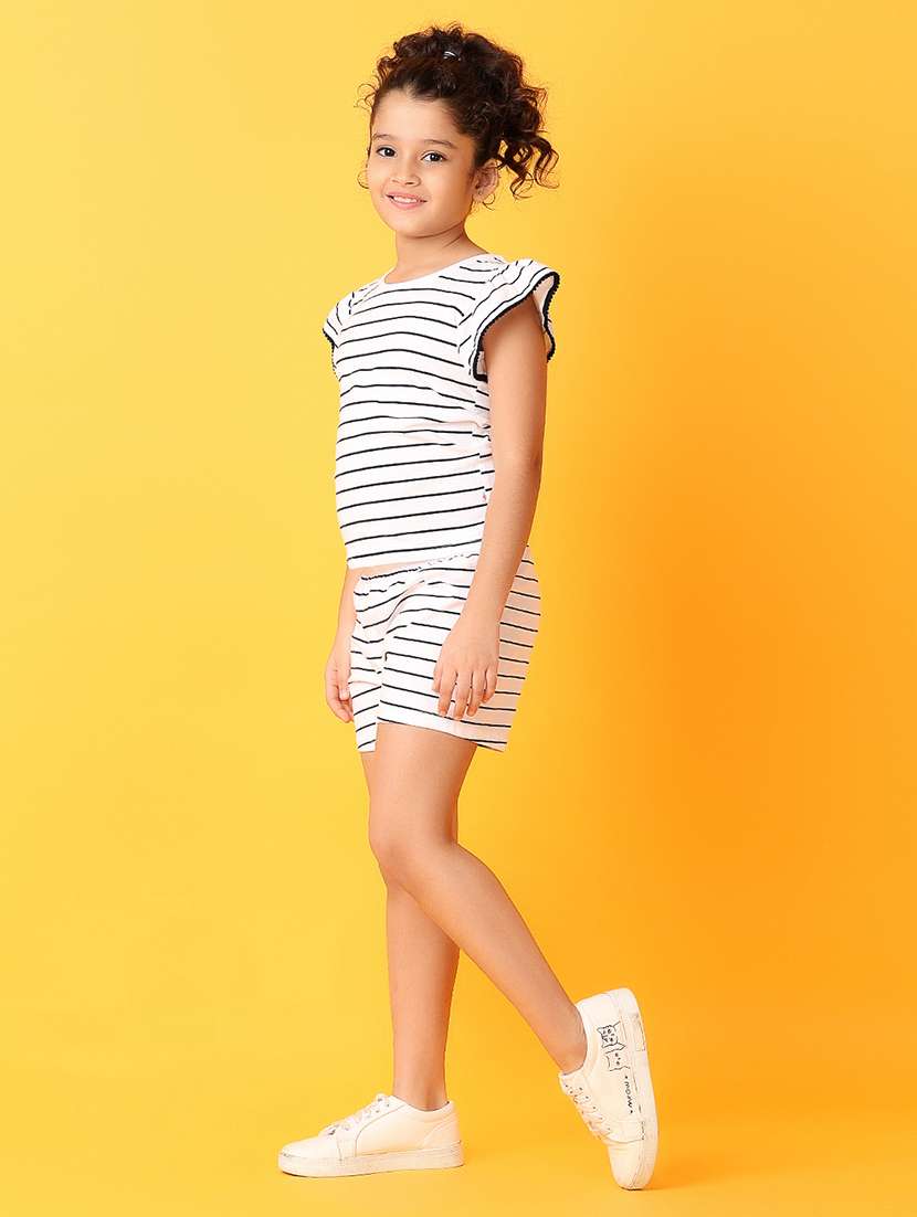 girls white stripes shorts set - 21168929 -  Standard Image - 2