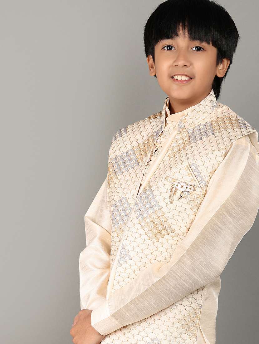 peach self design sherwani kurta set - 21168943 -  Standard Image - 2