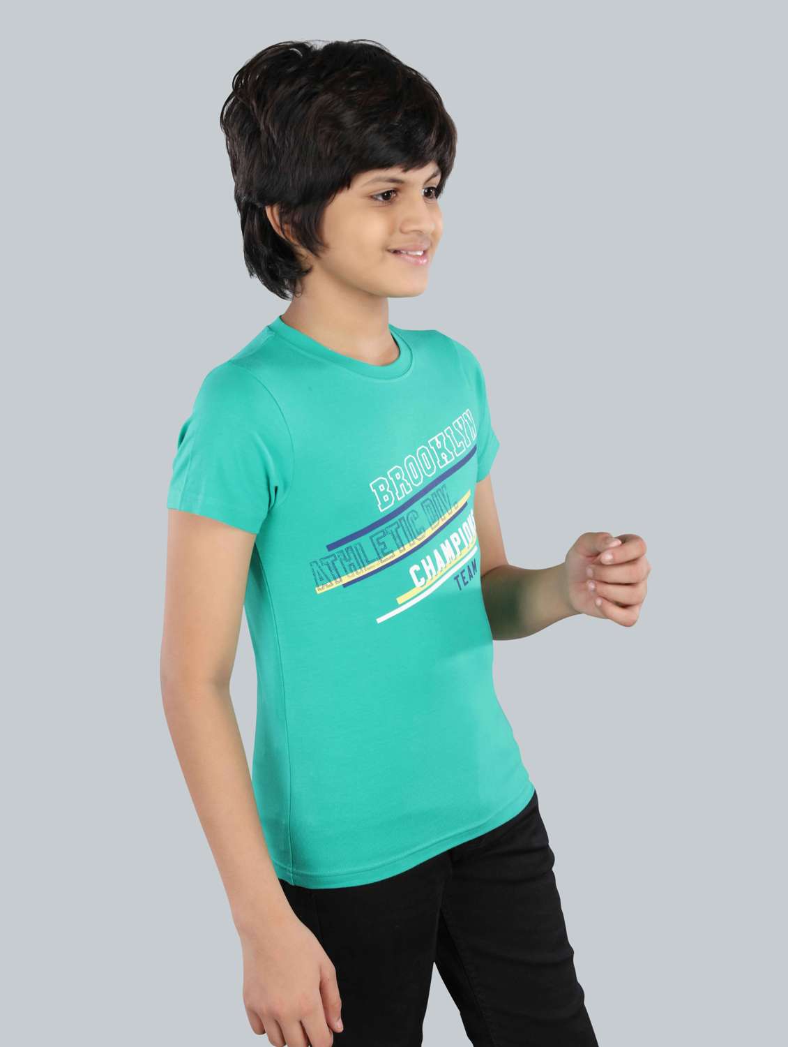 boys round neck typographic printed t-shirt - 21169044 -  Standard Image - 2