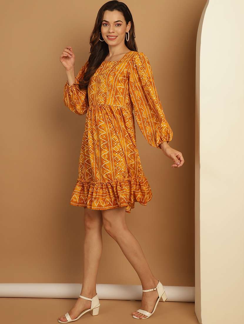 yellow cotton fit & flare dress - 21169160 -  Standard Image - 2
