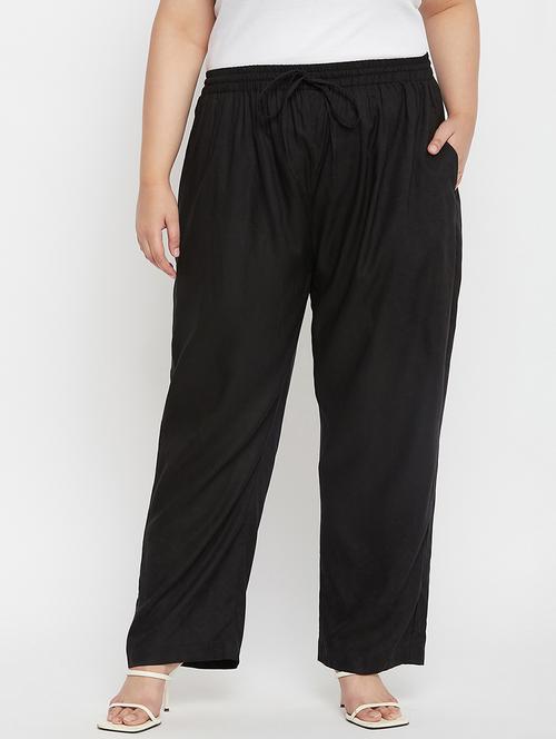 solid black rayon plus size palazzo - 21169163 - Standard Image - 0