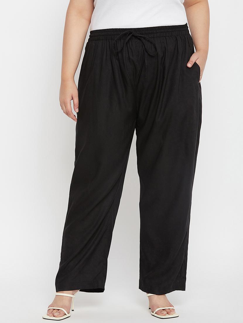 solid black rayon plus size palazzo - 21169163 - Zoom Image - 0
