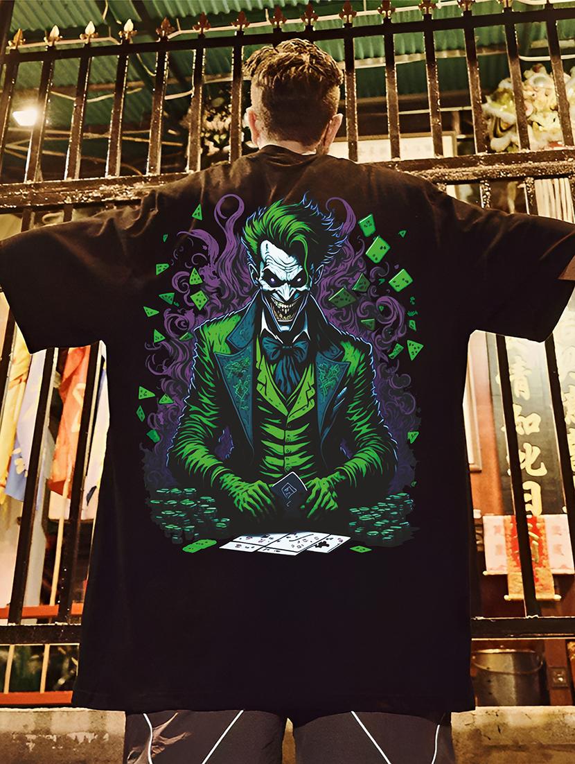 men black oversized cew neck front & back print t-shirt