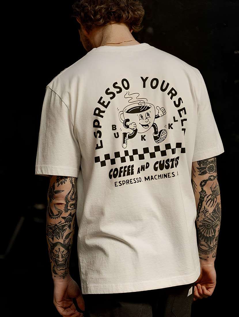 men back print round neck oversized t-shirt