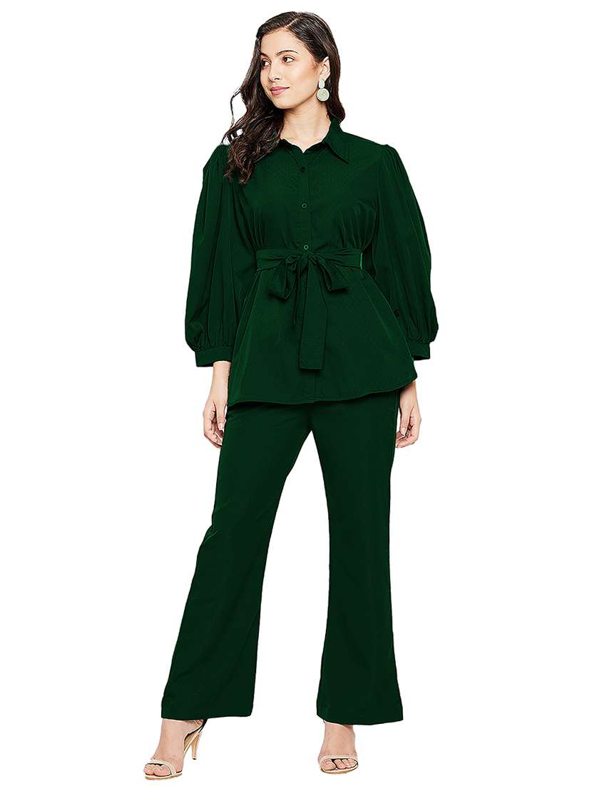 girls solid cotton full length twin set