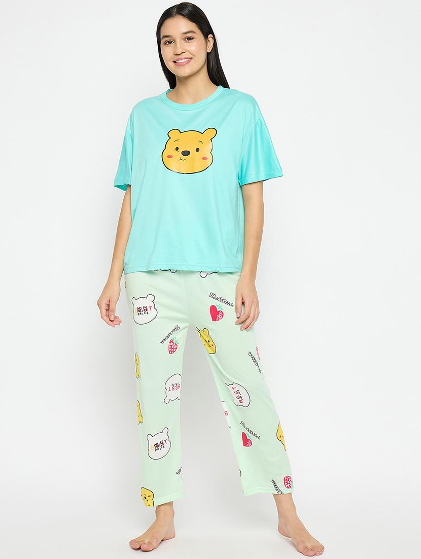 green printed viscose pyjama set  - 21169874 -  Zoom Image - 0