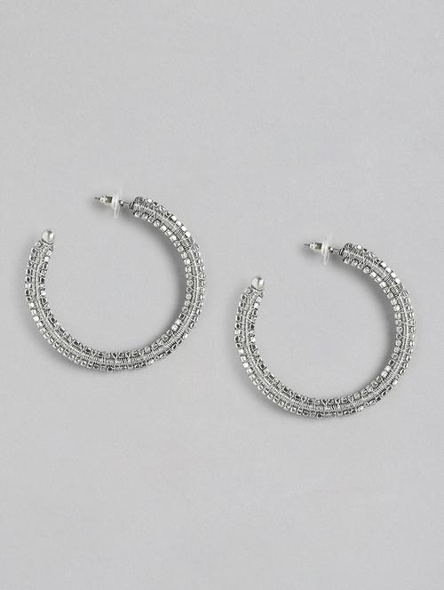 silver metal hoop earrings - 21169997 - Standard Image - 0