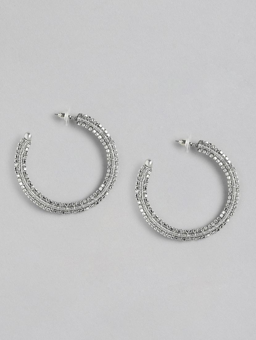 silver metal hoop earrings - 21169997 - Zoom Image - 0