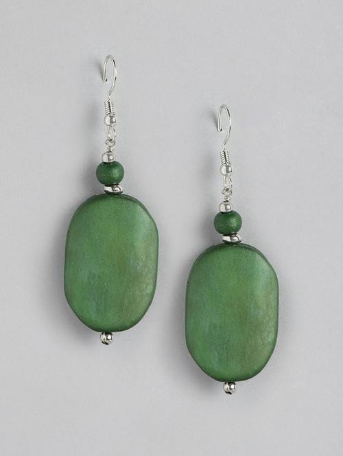 green metal drop earrings - 21170005 - Standard Image - 0