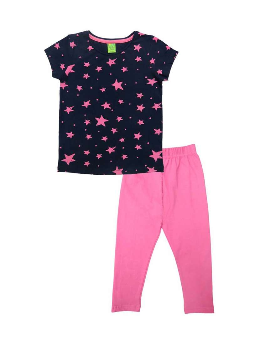 girls printed cotton pyjama nightwear set