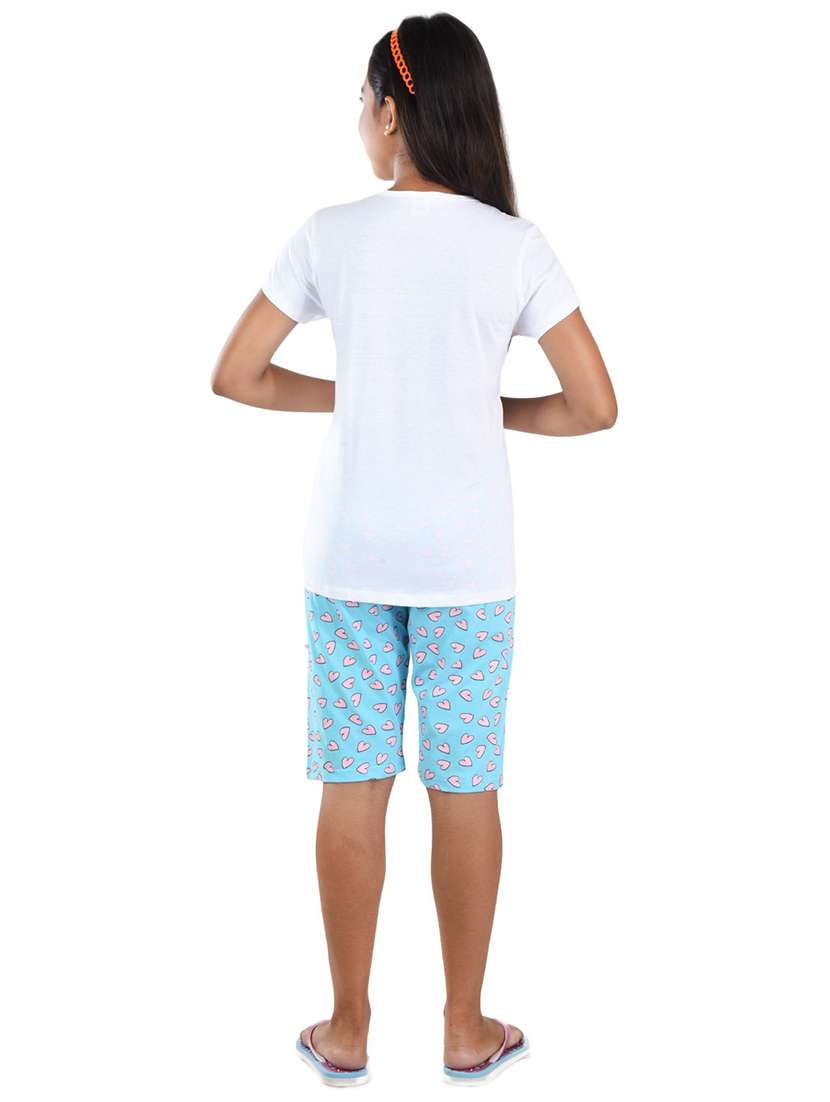 girls printed cotton capri nightwear set - 21170125 -  Standard Image - 2