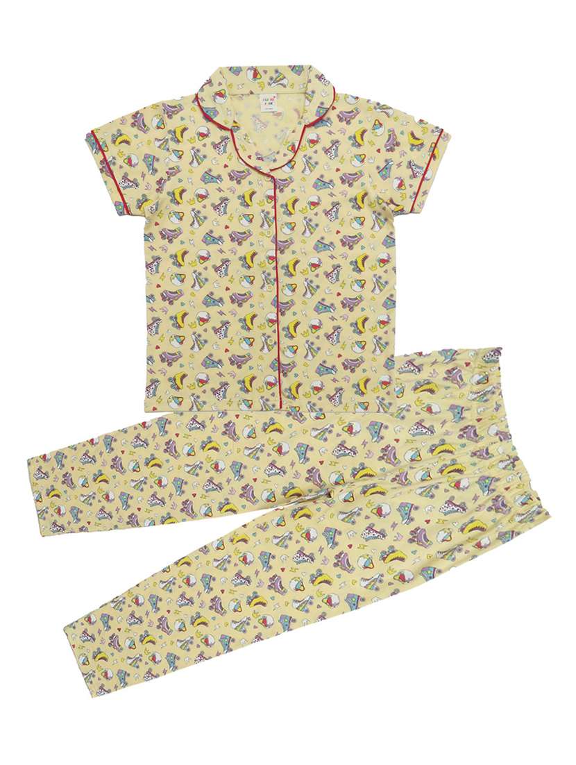 girls printed cotton pyjama nightwear set