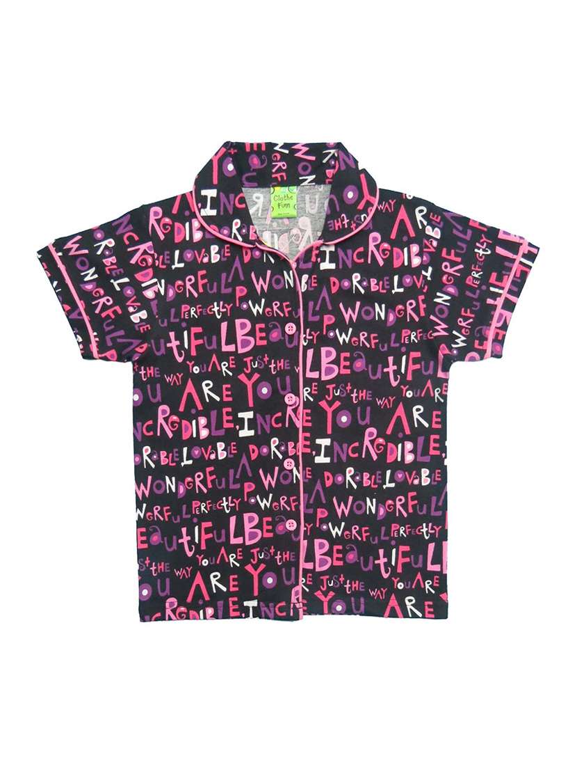 girls printed cotton pyjama nightwear set - 21170132 - Standard Image - 2