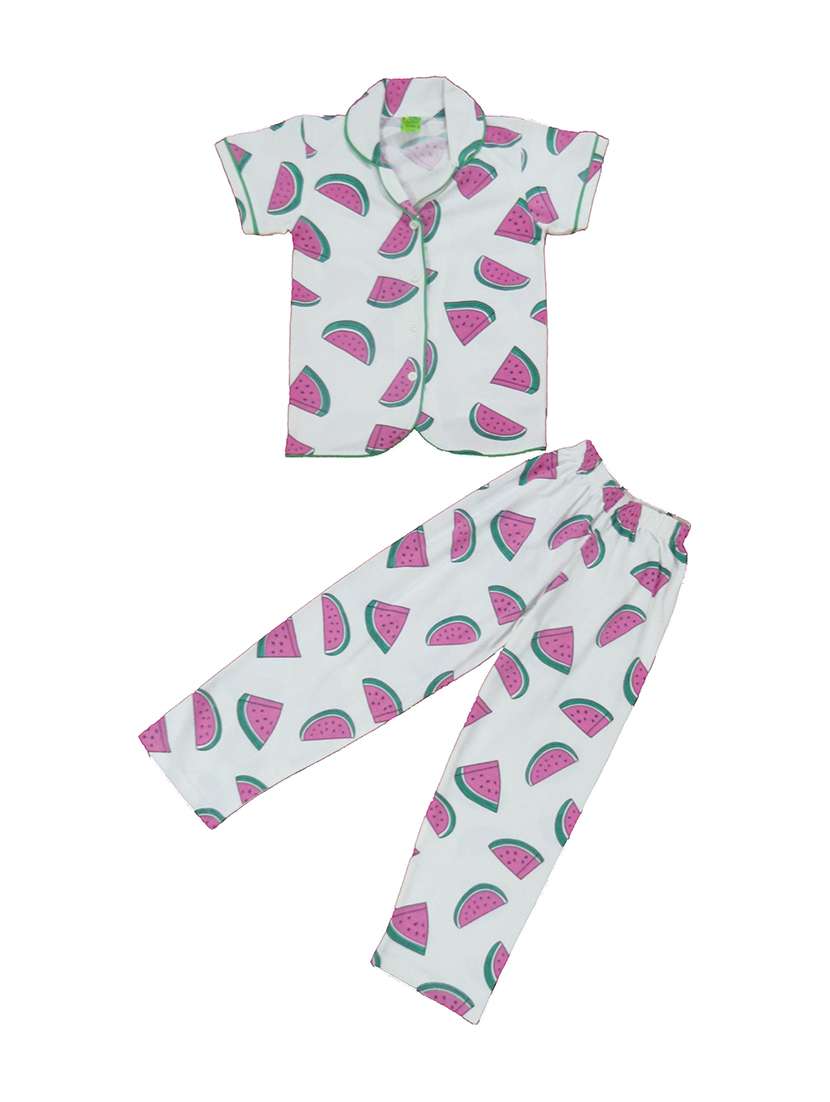 girls printed cotton pyjama nightwear set