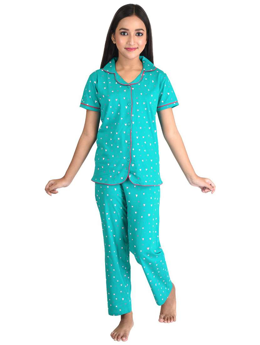 girls printed cotton pyjama nightwear set