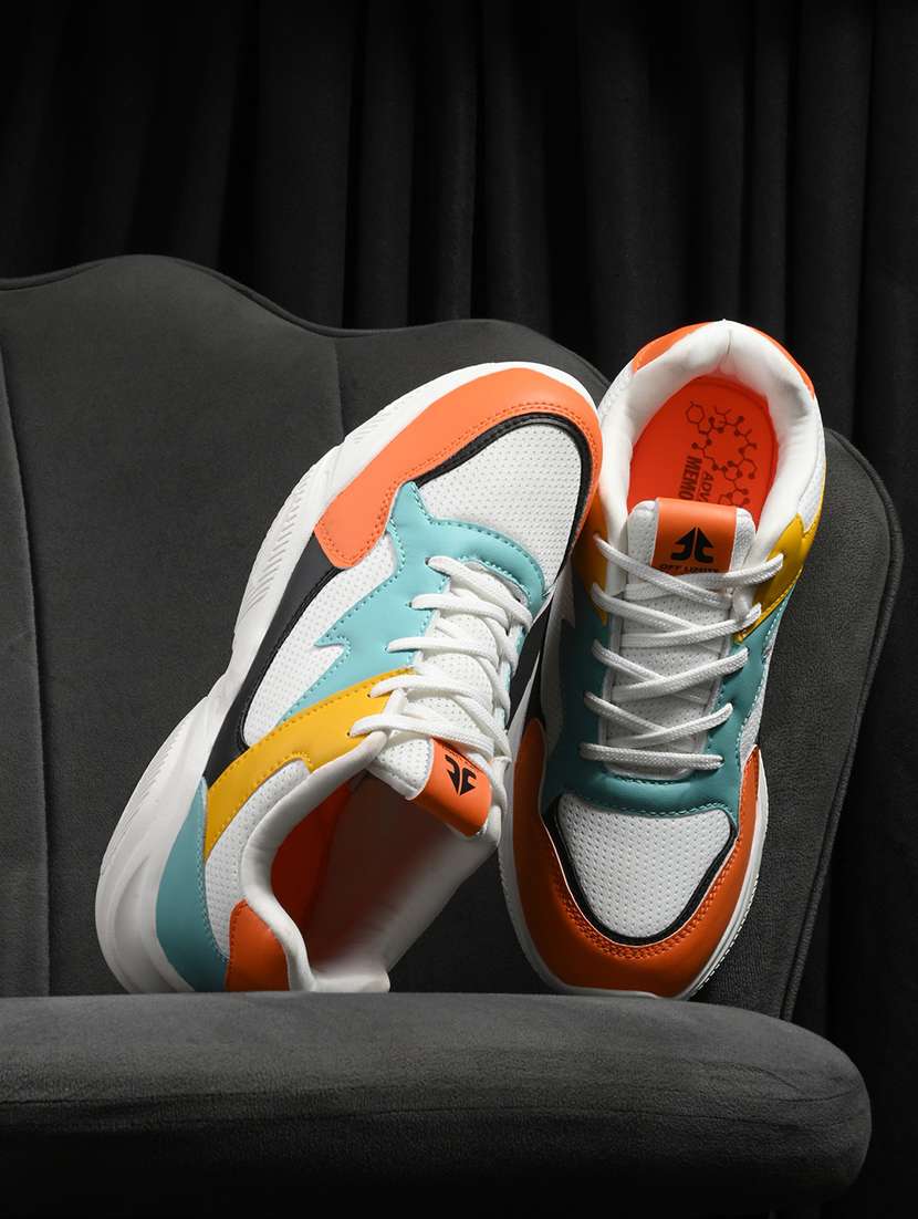 multi colored mesh laceup sports shoes