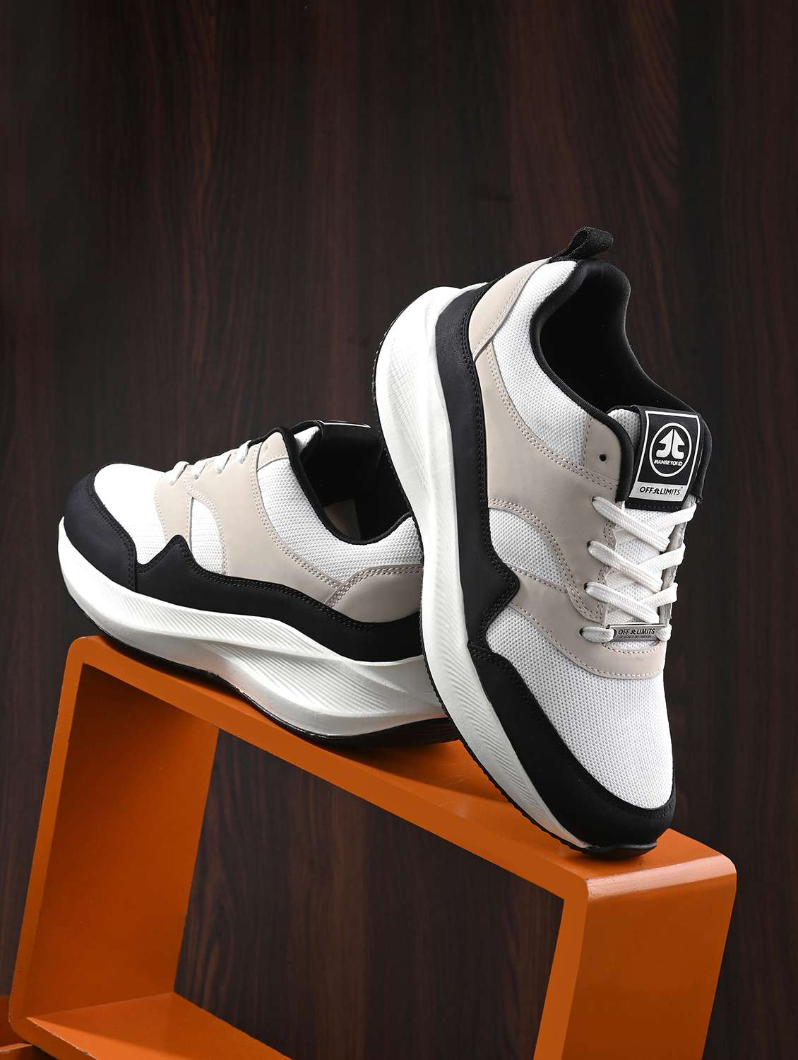 multi colored synthetic & mesh laceup sports shoes