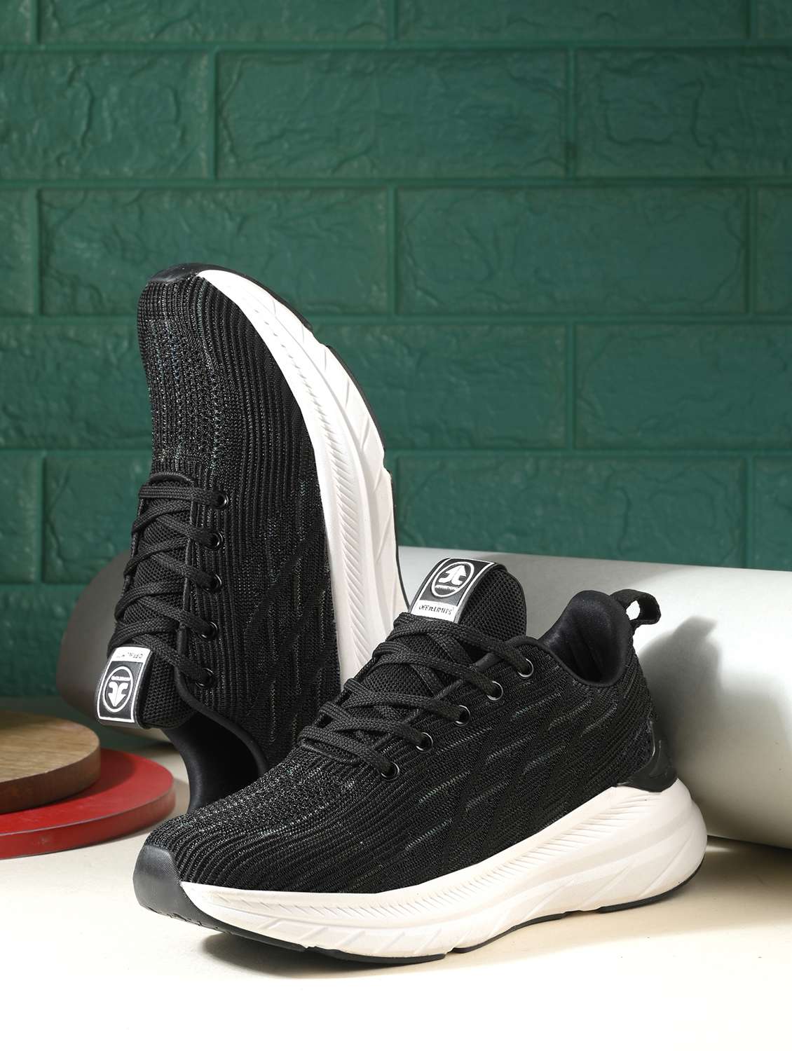 black flyknit laceup sports shoes