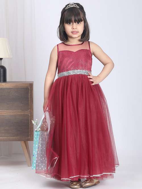 girls round neck net frock - 21170514 -  Standard Image - 0