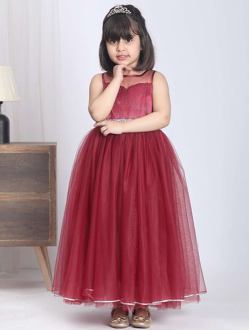girls round neck net frock - 21170514 -  Standard Image - 2