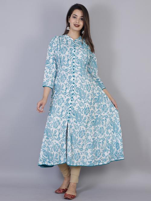 women floral printed front slit kurta - 21170724 -  Standard Image - 0