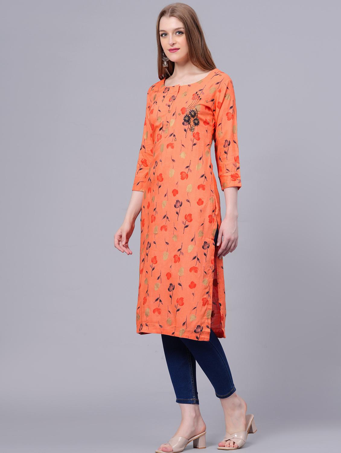 pink viscose straight kurta - 21170753 - Standard Image - 2