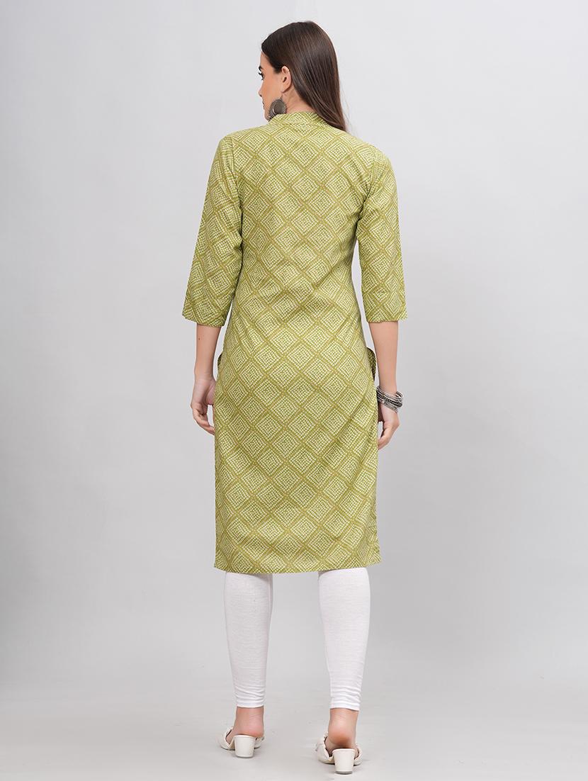 green colored cotton blend straight kurta - 21171007 - Standard Image - 2