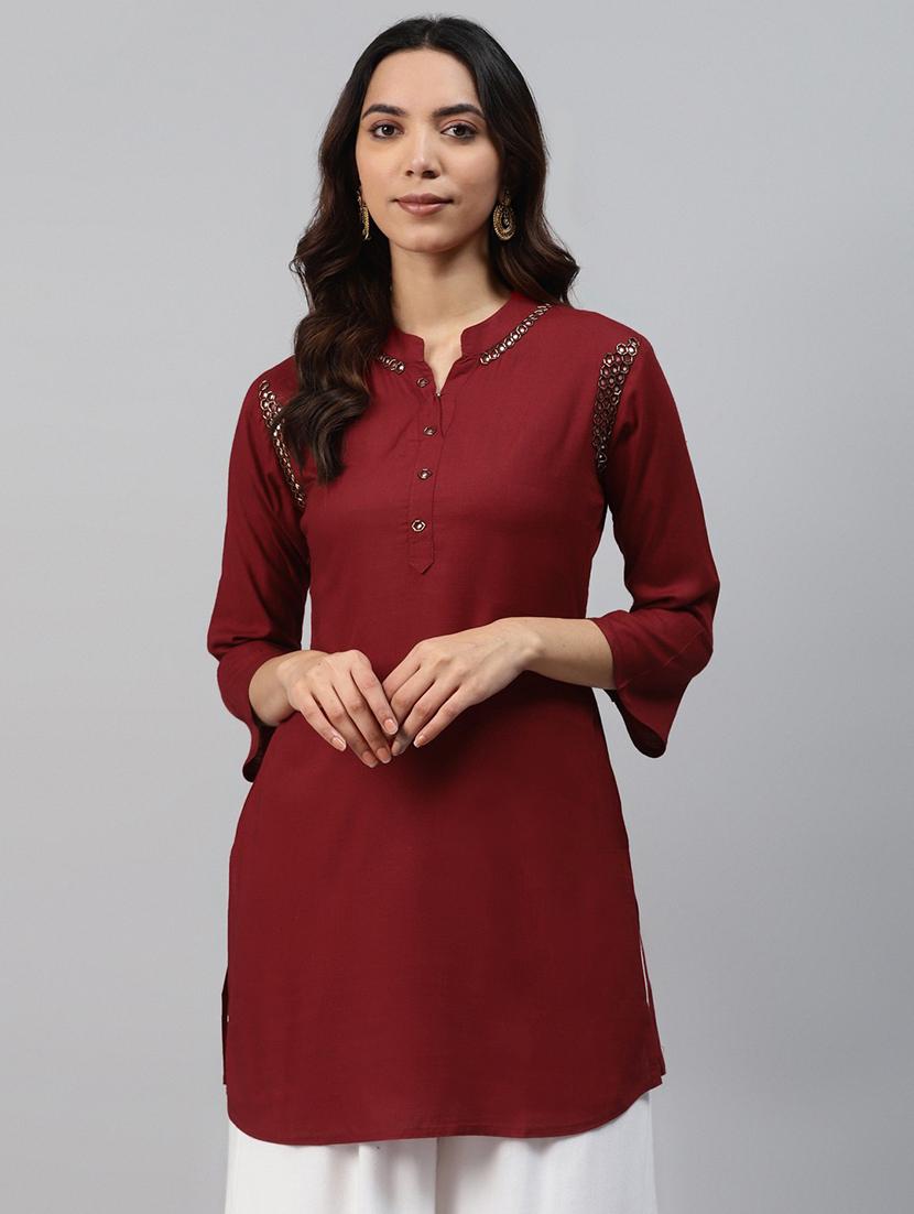 women three quarter sleeve straight kurti - 21171045 -  Zoom Image - 0