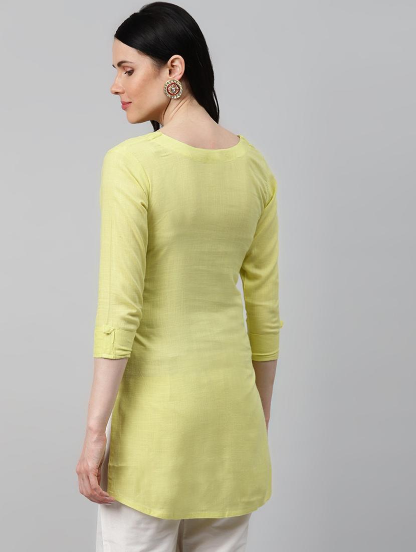 yellow viscose straight kurta - 21171054 - Standard Image - 2