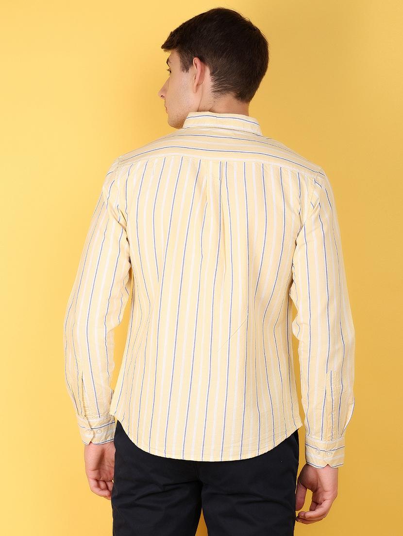 men yellow regular fit collared casual shirt - 21172005 - Standard Image - 2