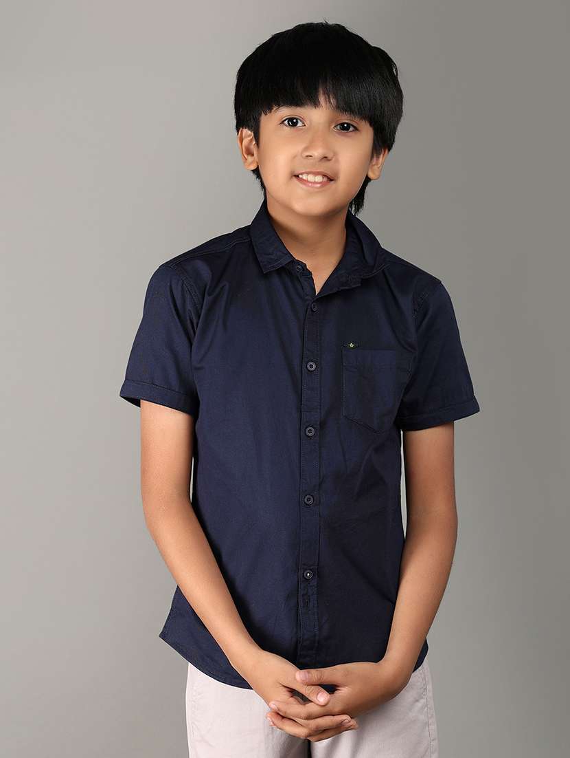 boys blue solids cotton shirt