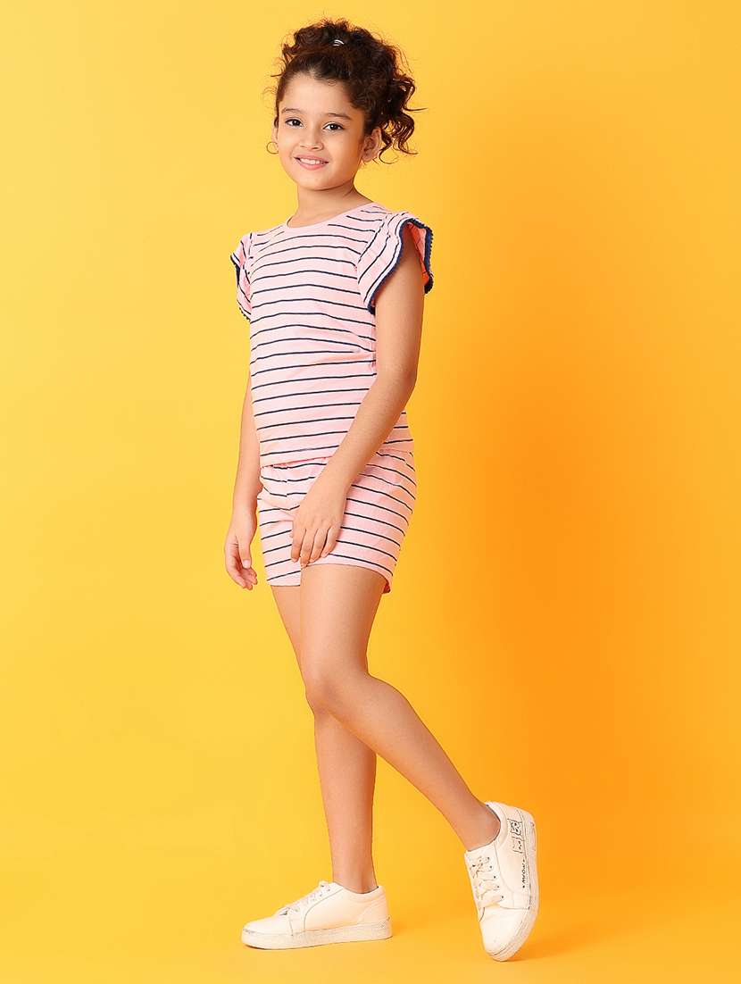 girls pink stripes shorts set - 21172087 -  Standard Image - 2