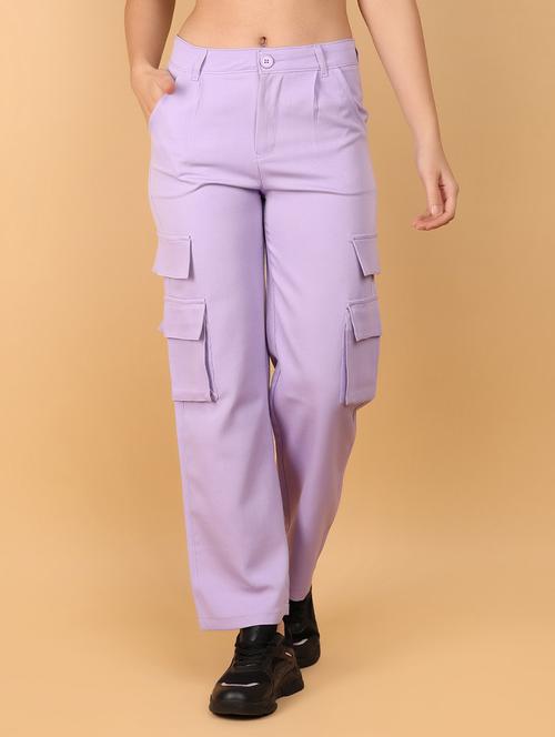women solid mid rise cargo trouser - 21172214 -  Standard Image - 0