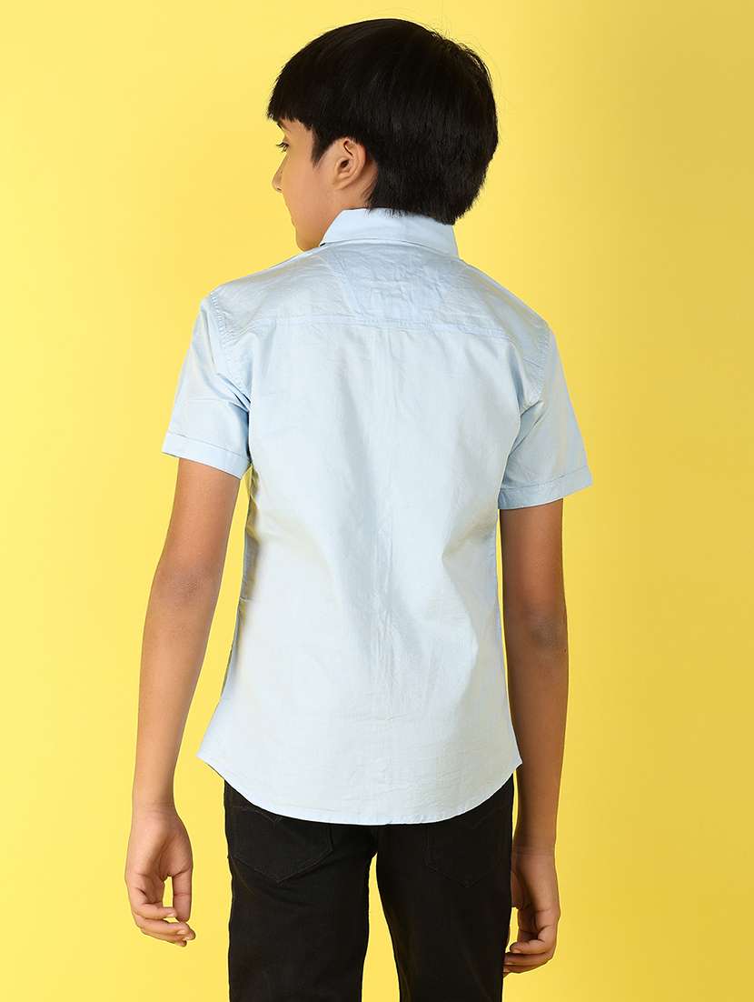 boys light blue solids cotton shirt - 21172413 -  Standard Image - 2