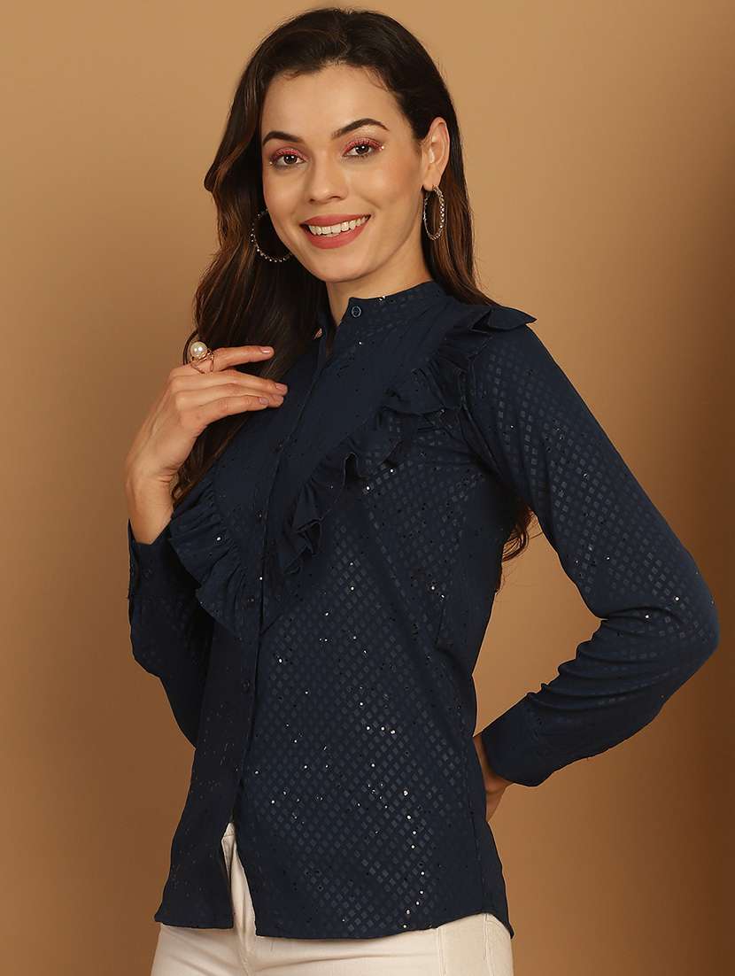navy blue cotton regular shirt - 21172602 -  Standard Image - 2
