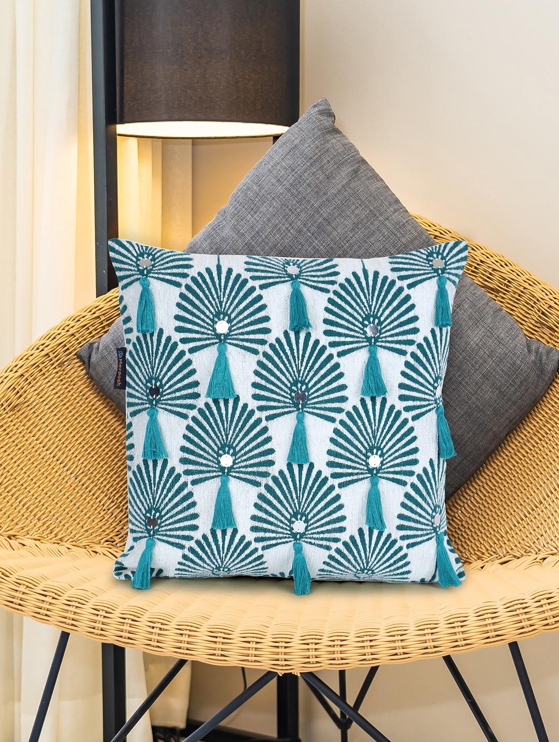mezposh cotton acrylic jacquard cushion cover (16x16) - 21172665 - Zoom Image - 0