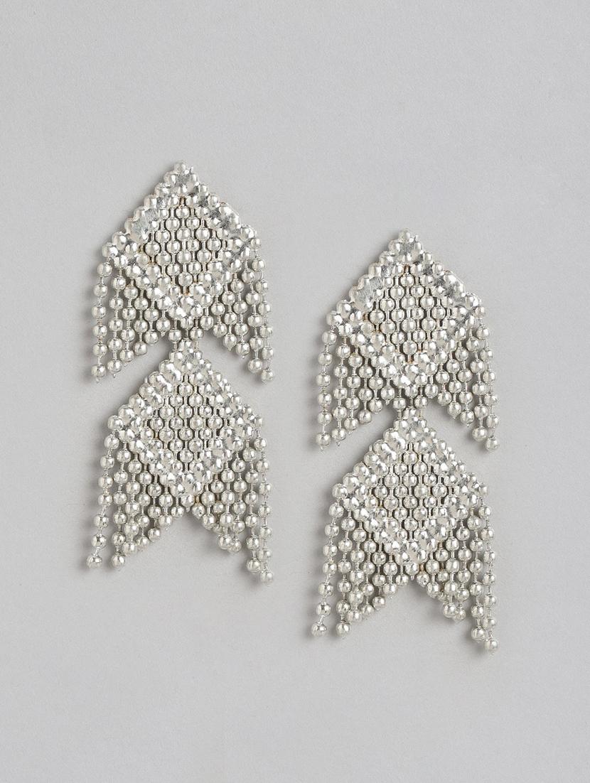 silver metal drop earrings - 21173207 -  Zoom Image - 0