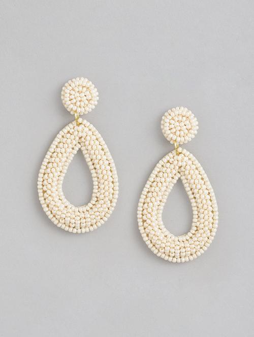 white metal drop earrings - 21173215 - Standard Image - 0