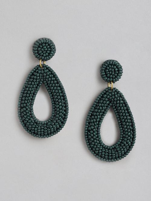 green metal drop earrings - 21173217 - Standard Image - 0