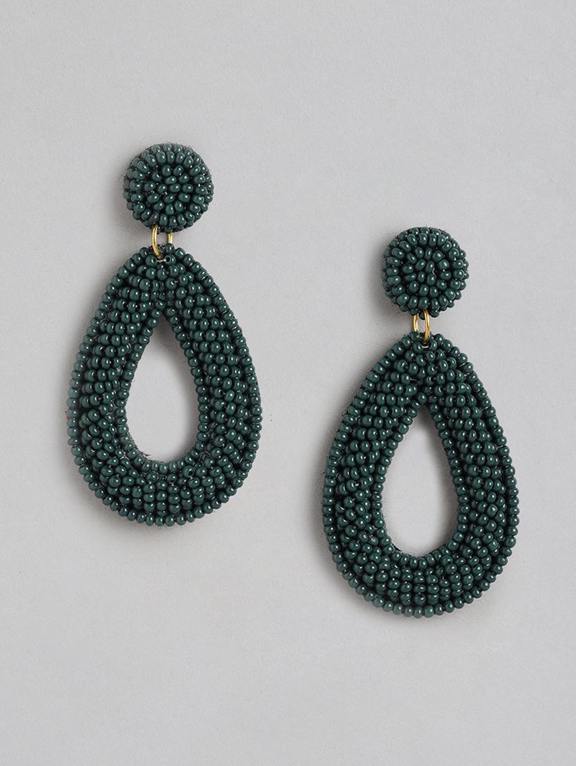 green metal drop earrings - 21173217 - Zoom Image - 0