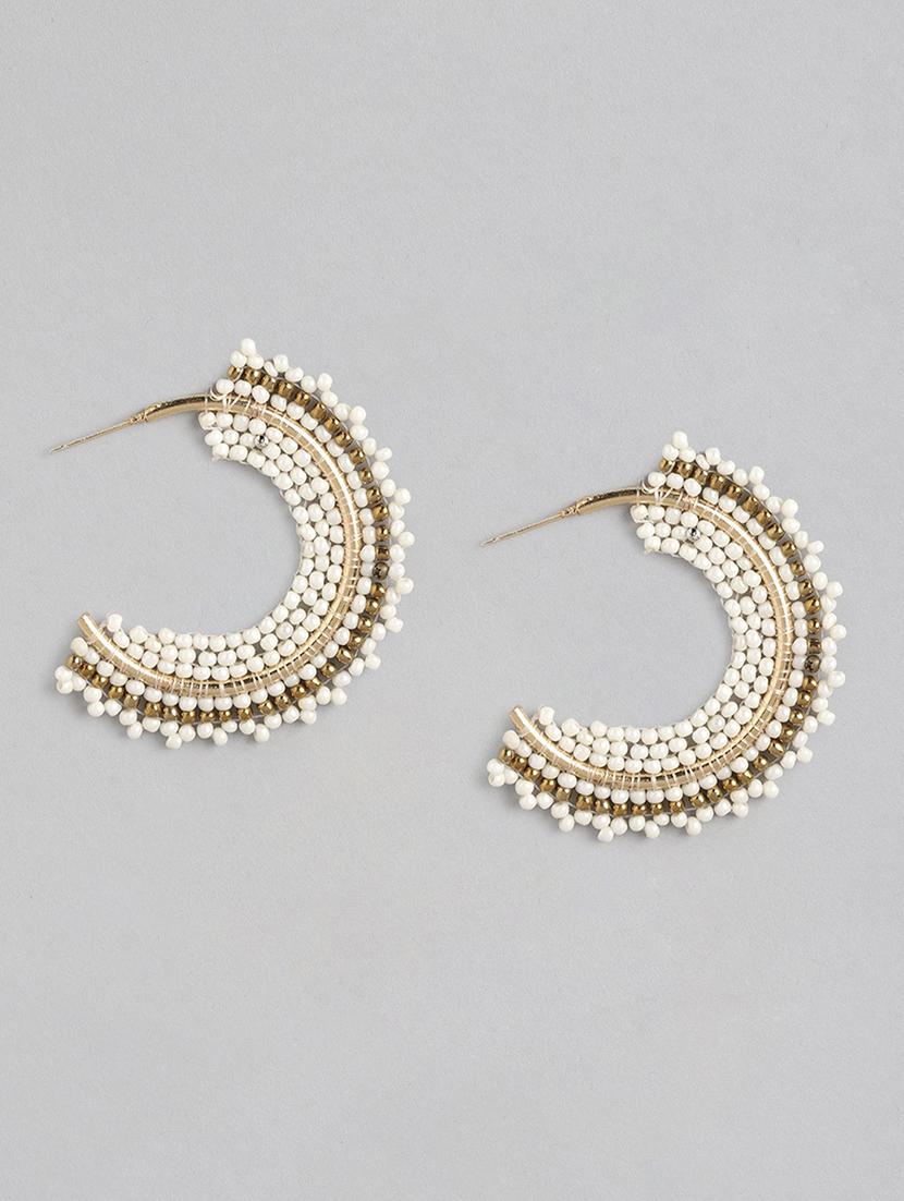 white metal hoop earrings - 21173220 -  Zoom Image - 0